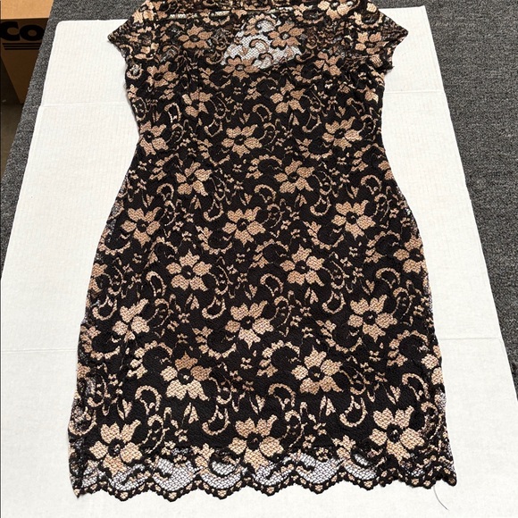 No Boundaries Dresses & Skirts - No Boundaries Black and Tan Floral Lace Dress